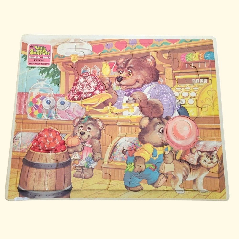 Golden Little Sniff-Its Puzzle The Candy Shoppe Vintage 1983 Retro Bears Multi